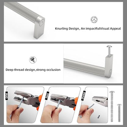 10 Pack Brushed Satin Nickel Cabinet Pulls knurled 3-3/4 Inch Hole Centers Kitchen Cabinet Handles Silver Drawer Pulls Cabinet Hardware - color: Brushed Satin Nickel, size: 3-3/4'' Hole Center(96mm)