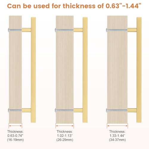 Probrico Brushed Brass Cabinet Pulls & Handles 7.5" CC Square 5 Pack - color: Brushed Brass, size: Hole Center: 192mm(7.5inch)