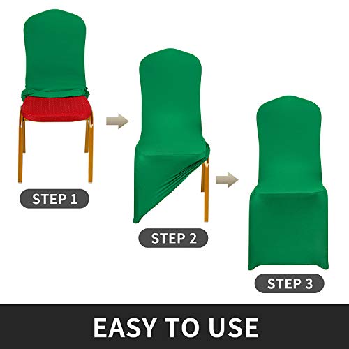 Peomeise Stretch Spandex Chair Cover for Wedding Party Dining Banquet Event (Emerald, 12) - color: Emerald, size: 12PCS