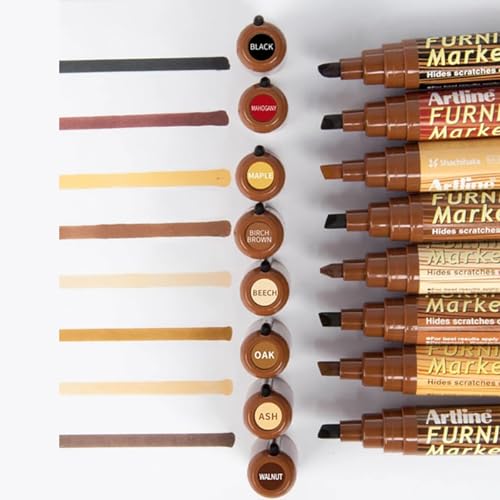 Artline Furniture Touch-Up Markers, Assorted Wood Tones, 2.0-5.0mm, 4 Pack