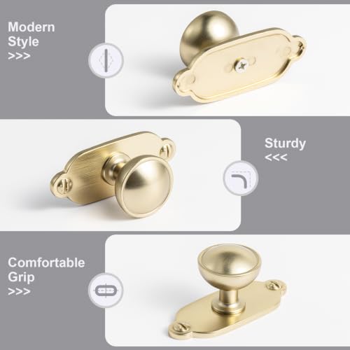 6Pack Champagne Bronze Cabinet Knobs with Backplate Drawer knobs - color: Champagne Bronze, style: Keelplate