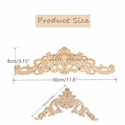 MUXSAM 5Pcs Wood Carved Corner Appliques Long Wooden Carving Onlays Set 10x10cm+30x8cm - size: Small
