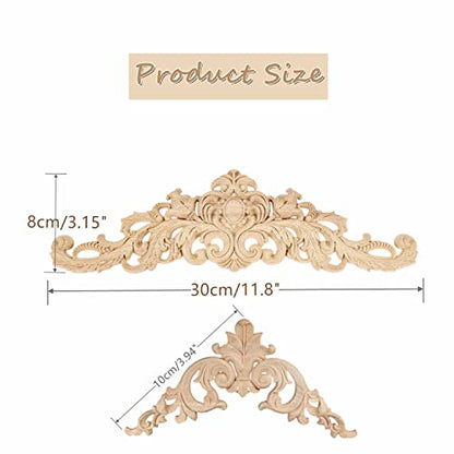 MUXSAM 5Pcs Wood Carved Corner Appliques Long Wooden Carving Onlays Set 10x10cm+30x8cm - size: Small