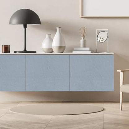 wishFIRE Grasscloth Peel and Stick Wallpaper 15.7"X120" Blue Contact Paper Texture Thick Vinyl Wall Paper Waterproof for Bedroom Living Room Cabinets Counter Top Liners - color: Blue, size: 15.7" x 120"