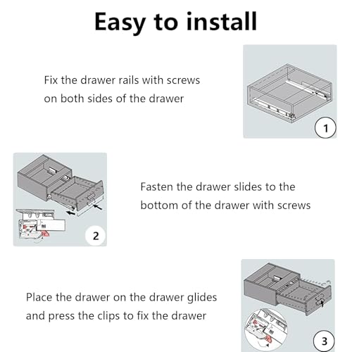 2 Pairs Undermount Drawer Slides Soft Close, 10 Inch Full Extension Bottom Mount Drawer Slides, Heavy Duty Cold Rolled Steel Hidden Drawer Sliders for 5/8" (16mm) Cabinet Board (10 in)