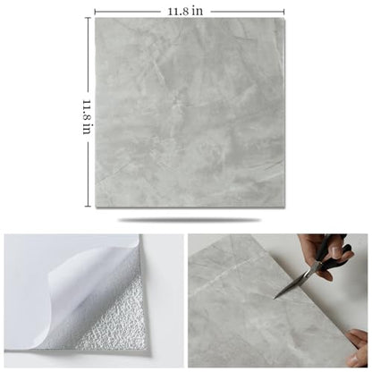 20 Sheets Peel and Stick Backsplash, 11.8"x11.8" Stick on Backsplash Tile Stickers Self Adhesive Backsplash Tile for Kitchen Bathroom Laundry Room - color: Gray Marble, size: 20 PACK