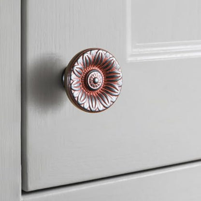 6 Pack Antique Black Iron Cabinet Knobs, Floral Drawer Pulls - color: Antique Black Iron