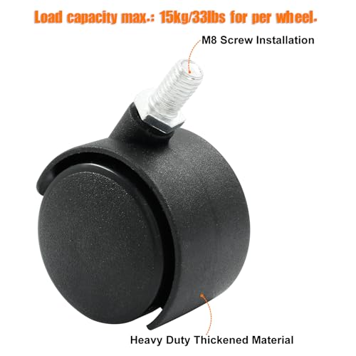 1.5 Inch Swivel Caster Wheels, M8 Threaded Stem, 4pcs - style: 1.5 Inch Stem