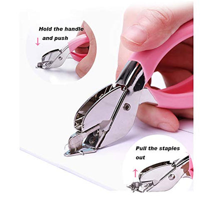 Staple Remover Tool for Office Heavy Hand Staple Pin Pull Easy to Remove(Pink) - color: Pink