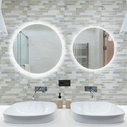 Art3d Linear Design Tile Peel and Stick Backsplash, 10-Sheet, Beige & White - color: Beige & White, size: 12 x 12 Inch