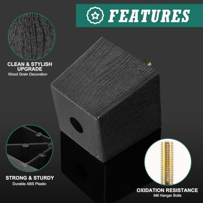 4pcs Plastic Square Legs 2-1/2" with Plate Nuts, M8-1.25 Thread - size: 2-1/2 Inch, M8-1.25 Metric Bolts
