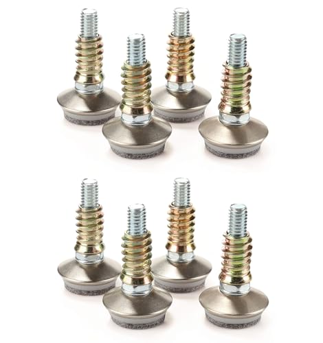 Leveling Feet 8PK with 3/8"-16 Thread Inserts and Felt Pads - size: D34mm Silver