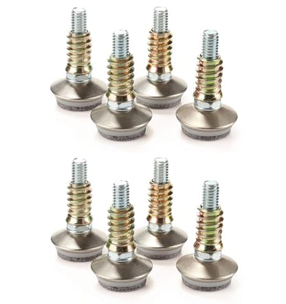 Leveling Feet 8PK with 3/8"-16 Thread Inserts and Felt Pads - size: D34mm Silver