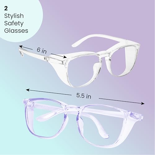Aqulius Safety Glasses for Women & Men - 2 Pack - Scratch-Resistant Protective Eyewear, Shooting Glasses, Safety Goggles - color: Blue & Clear