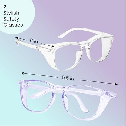 Aqulius Safety Glasses for Women & Men - 2 Pack - Scratch-Resistant Protective Eyewear, Shooting Glasses, Safety Goggles - color: Blue & Clear