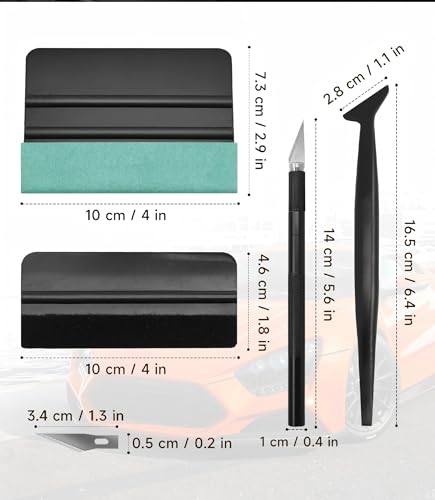 Window Tint Kit, Auto Vinyl Wrap Tools– Craft Knife with 5 Replacement Blades, Window Tinting Squeegee, Ideal for Car Window Tint, Decorative Film and Wallpaper Application