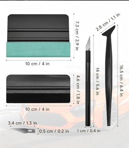 Window Tint Kit, Auto Vinyl Wrap Tools– Craft Knife with 5 Replacement Blades, Window Tinting Squeegee, Ideal for Car Window Tint, Decorative Film and Wallpaper Application