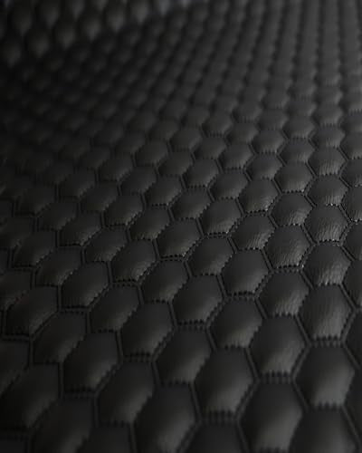 Vinyl Quilted Foam Padded Fabric with 3/8" Foam Backing Upholstery Durable Automobile Headliner Door Panels Boats Seats Cover /58" W/Continuous Yard/FABRIC EMPIRE (Black Stitching, 1 inch Honeycomb) - color: Black, size: Hexagon 1"
