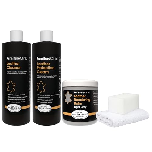 Furniture Clinic Leather Complete Restoration Kit, Light Grey, 5 Piece - color: Light Grey, size: Complete Kit