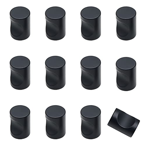 12 Pcs Aluminum Cylinder Drawer Pulls Wardrobe Knobs Modern Cylindrical Handle Minimalist Cabinet Handle Used for Cabinet Dresser (Black) - size: Black