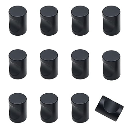 12 Pcs Aluminum Cylinder Drawer Pulls Wardrobe Knobs Modern Cylindrical Handle Minimalist Cabinet Handle Used for Cabinet Dresser (Black) - size: Black