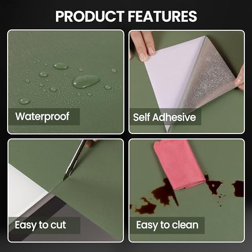 Green Peel and Stick Wallpaper Contact Paper for Cabinets with Tools - color: Green, size: 17.7" x 118"
