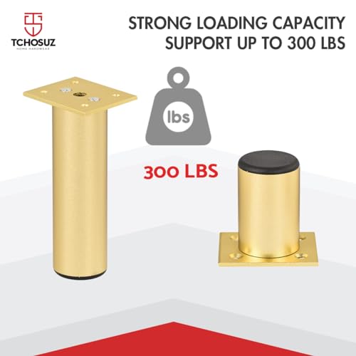 8 Inch Aluminium Alloy Metal Furniture Legs, Set of 4 Round Gold - color: Black, size: 8"/20cm
