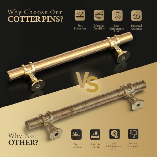 Haliwu 10 Pack 6-1/4 Inch Gold Cabinet Handles - color: Gold, size: 6-1/4 inch (160mm) hole spacing