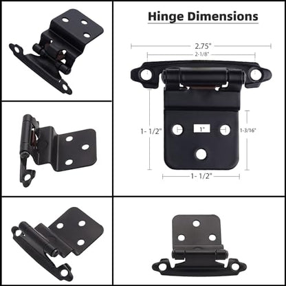 DecoBasics 3/8" Inset Cabinet Hinges Black (2 Pair -4 Pcs) Offset Self Closing Matte Black Cabinet Hinges for Kitchen Cabinets w/Bumpers & Upgraded Screws - color: Matte Black, size: 4 Pack