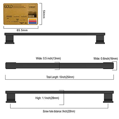 Amerdeco 10 Pack Matte Black Cabinet Pulls 9" - color: Matte Black, size: 9" hole center