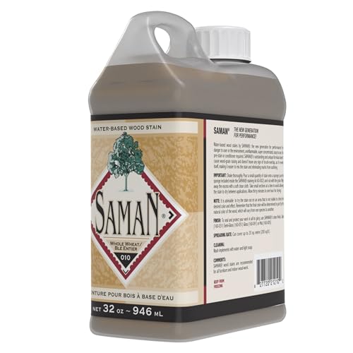 SamaN Interior Water Based Wood Stain - Natural Stain for Furniture, Moldings, Wood Paneling, Cabinets (Whole Wheat TEW-010-32, 32 oz) - color: Whole Wheat, size: 1 Quart