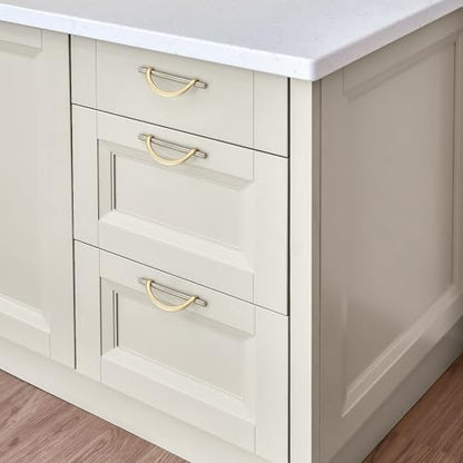 Brushed Gold & Brushed Nickel Cabinet Pulls Curved, 5 Inch/128 mm, 10 Pack - color: Brushed Brass & Brushed Nickel, size: 5 Inch Hole Center