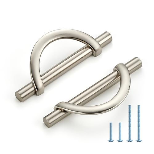 HOME EDIT Brushed Nickel Cabinet Pulls Curved, 3-3/4 Inch/96 mm, 10 Pack - color: Brushed Nickel, size: 3-3/4 Inch Hole Center