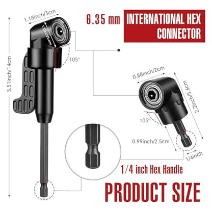 17Pcs Tools Flexible Drill Bit Extension,Include 3Pcs Rotatable Socket Adapter 2Pcs Hex Shank 105° Right Angle Drill Attachment 10 Short Screwdriver Bits 90° Angled Bits & Bendable Drill Bit Extension - color: 16*black