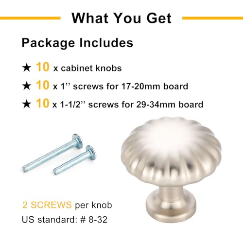 Brushed Nickel Cabinet Knobs Round Cabinet Pulls 10 Pack 2510 - color: Brushed Nickel, size: Single Hole