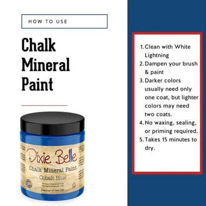 Dixie Belle Paint Company Chalk Mineral Paint - Cobalt Blue (8oz) - color: Cobalt Blue, size: 8 Fl Oz (Pack of 1)