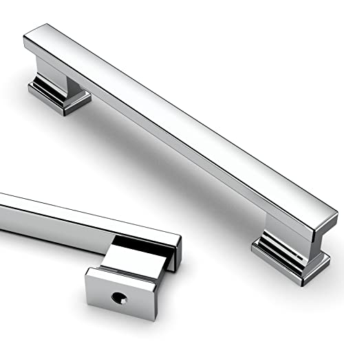Asidrama 6 Pack 5 inch Polished Chrome Kitchen Cabinet Handles - color: Polished Chrome, size: 5" Hole Center, style: 6 Pack