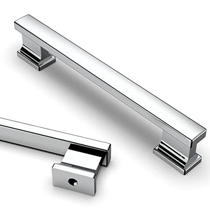 Asidrama 6 Pack 5 inch Polished Chrome Kitchen Cabinet Handles - color: Polished Chrome, size: 5" Hole Center, style: 6 Pack