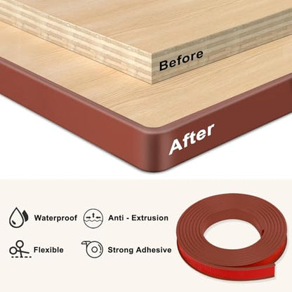 RONSEN U-Shape Edge Banding, Self-Adhesive Countertop Edge Trim 16.4ft - color: Brown, size: 18mm (3/4″)