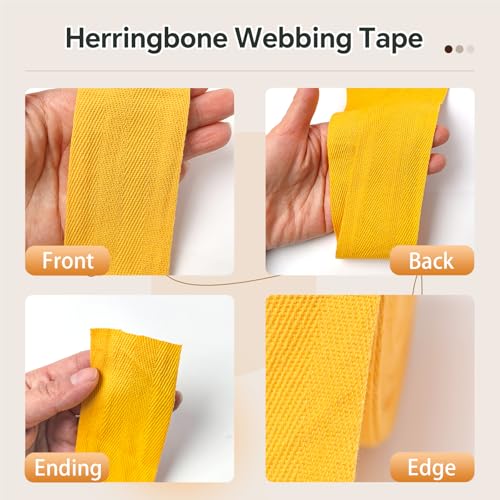 Gold 2''Cotton Herringbone Twill Tape 15Yd Binding Trim - color: Gold