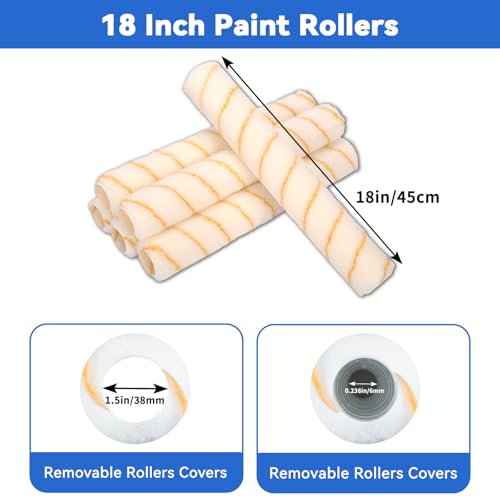 12 Pcs 18 Inch Paint Roller Kit, Large Paint Roller with Tray