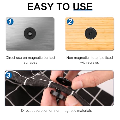 LOVIMAG Strong Magnets Heavy Duty Screw On Neodymium 65LBS Magnet 12 Pack - color: Black, size: 0.98in