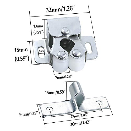 Luomorgo Double Roller Catch Cabinet Latches, Silver, 24 Pack - color: Silver, size: 24 Pieces
