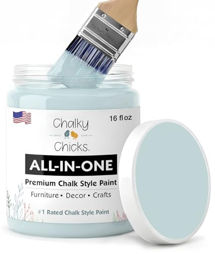 Chalky Chicks Cancun Blue 16 Fl Oz Chalk Paint for Furniture All in One - color: Cancun Blue (Light Blue), size: 16 Fl Oz (Pack of 1)