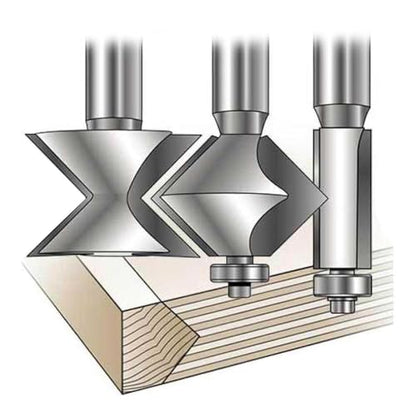 7826 Edge Banding Router Bits Set - 90 V-Groove with Flush Trim Bit | MLCS