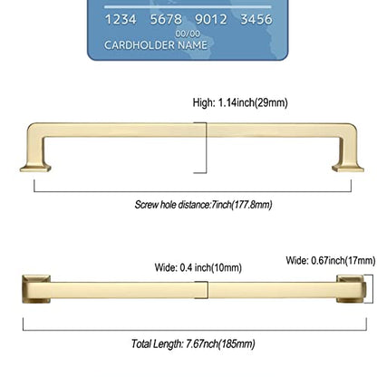 9BUILD 10 Pack 7 Inch Brushed Brass Cabinet Pulls,Kitchen Hardware - color: Brushed Brass, size: 7"/177MM Hole Center