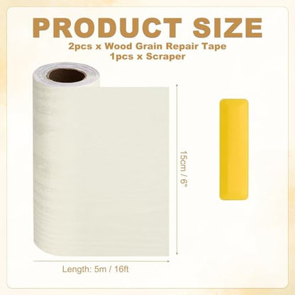 HARFINGTON Wood Grain Repair Tape 6" x16ft Self-Adhesive Repair Patch - color: Beige Wood, size: 6" x 16ft