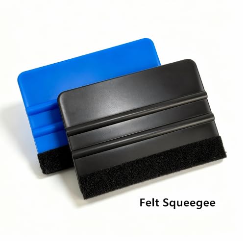 Umaki Automotive Vinyl Wraps Tools Tint Film Kit with 2 Pairs Vinyl Wrap Gloves, 4inch Felt Squeegee, Scraper, Edge Trimmer, Black Utility Vinyl Knife - color: H01
