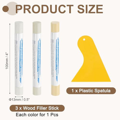 uxcell 3Pcs Wood Filler Sticks, Wax Crayons, 3 Colors Light Brown Series - color: Light Brown Series