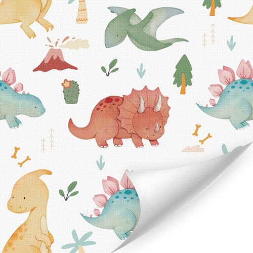 HLNIUC Dinosaur Wallpaper(17”X118”) Dino Kid Contact Paper Dinosaur Peel and Stick Kids Wallpaper Ancient Time Animal Mural Dino Themed Wall Paper Dino Removable Wall Decal for Boys Kids Room - color: Dinosaur